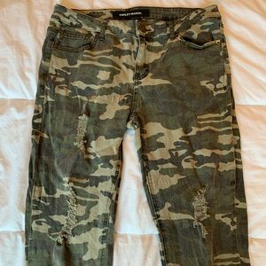 Dark camo distressed jeans